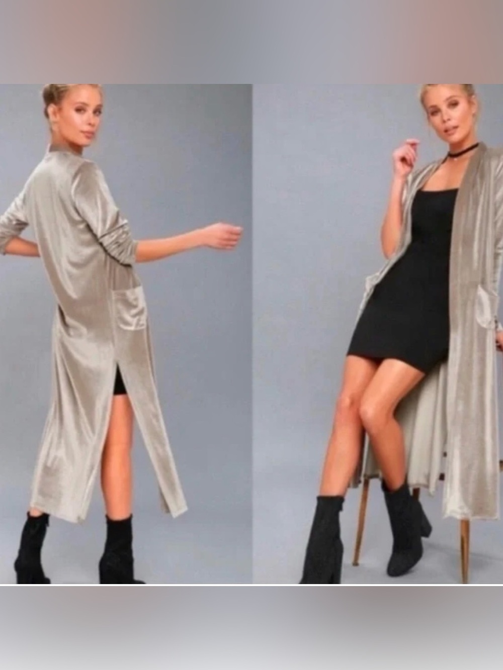 Young fabulous & broke velour duster long cardigan size small